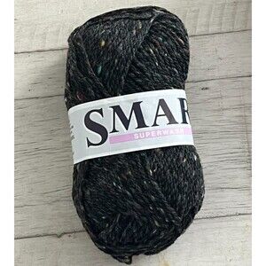 Vtg New SMART Superwash 100% Wool Yarn Skein Norway Dark Grey Multi-Color Fleck